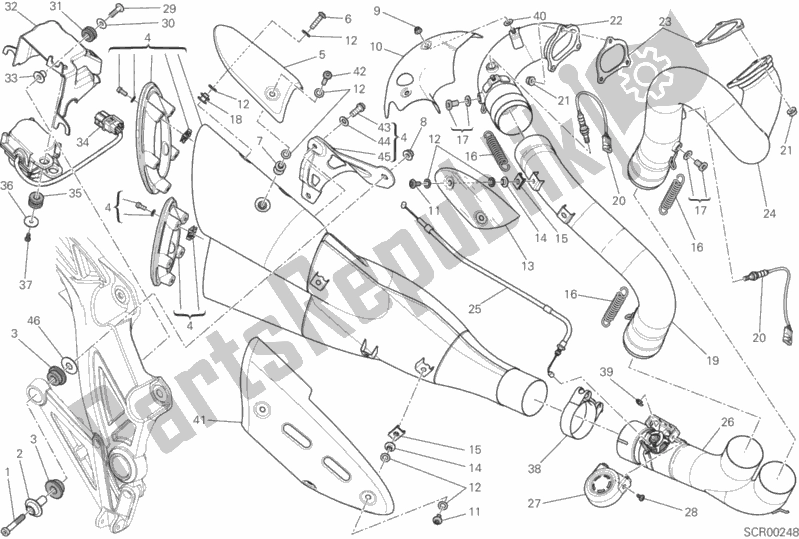 Todas las partes para Sistema De Escape de Ducati Diavel Carbon FL Thailand 1200 2018